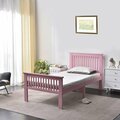 Kd Muebles De Dormitorio 39 x 42 x 79 in. Jassmine Solid Wood Platform Pine Twin Size Bed, Pink KD2536517